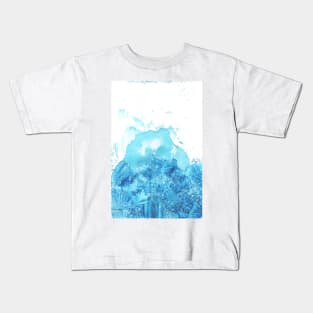 Blue abstract landscape, nature. Encaustic wax art. Painting drawing Kids T-Shirt